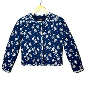 NWT J.Crew quilted denim floral indigo jacket